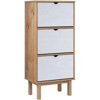 Berkfield Home Shoe Cabinet OTTA with 3 Drawers Brown&White Solid Wood Pine in Brown
