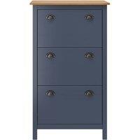 Berkfield Home Shoe Cabinet Hill Grey 72x35x124 cm Solid Pine Wood in Dark Navy | Size: 72 x 35 x 124 cm