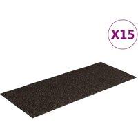 Berkfield Home Self-adhesive Stair Mats Rectangular 15 pcs 60x25 cm Dark Brown | Size: Medium