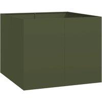 Berkfield Home Planter Olive Green 100x100x80 cm Steel | Size: 100 x 100 x 80 cm