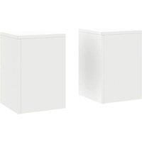 Berkfield Home Outdoor Plant Stands Pillar 2 pcs White 24x24x35 cm Steel | Size: 24 x 24 x 35 cm