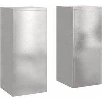 Berkfield Home Outdoor Plant Stands Pillar 2 pcs 24x24x55 cm Stainless Steel in Silver | Size: 24 x 24 x 55 cm