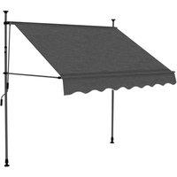 Berkfield Home Manual Retractable Awning with LED 150 cm Anthracite in Dark Grey