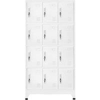 Berkfield Home Locker Cabinet with 12 Compartments 90x45x180 cm in White | Size: 90 x 45 x 180 cm