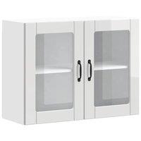 Berkfield Home Kitchen Wall Cabinet with Glass Door Kalmar Grey Sonoma Wood in White