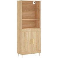 Berkfield Home Highboard Sonoma Oak 69.5x34x180 cm Engineered Wood in Light Tan