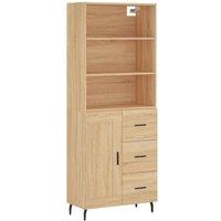 Berkfield Home Highboard Sonoma Oak 69.5x34x180 cm Engineered Wood in Light Tan