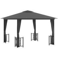 Berkfield Home Gazebo with Sidewalls&Double Roofs 3x3 m Anthracite in Charcoal