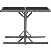 Berkfield Home Garden Table Anthracite 110x53x72 cm Glass & Poly Rattan in Grey | Size: 110 x 53 x 72 cm
