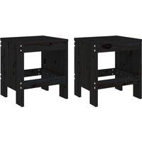 Berkfield Home Garden Stools 2 pcs Black 40x36x45 cm Solid Wood Pine | Size: 40 x 36 x 45 cm