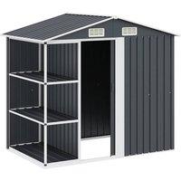 Berkfield Home Garden Shed with Rack Anthracite 205x130x183 cm Iron in Dark Grey | Size: 205 x 130 x 183 cm