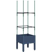 Berkfield Home Garden Planter with Trellis Blue Grey 40x40x142.5 cm PP in Dark Blue