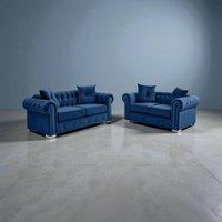 SNUG FURNITURE BIRMINGHAM LTD Roma Chesterfield 3+2 Sofa Set in Blue