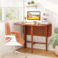 Costway Extendable Wooden Dining Table Foldable Drop Leaf Kitchen Table in Brown