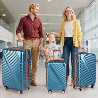 Costway 3PCS Luggage Set Hard Shell Cabin Travel Suitcase Set W/ TSA Lock in Teal