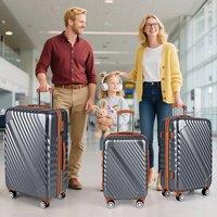 Costway Home Luggage Set of 3 Large/Medium/Small Carry on Suitcase Sets in Grey