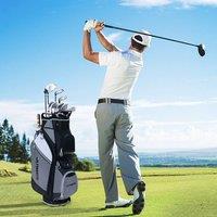 Costway Golf Cart Bag Lightweight Golf Travel Bag Golf Stand Bags w/Rain Hood in Grey