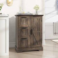Costway Floor Cabinet Farmhouse Accent Cabinet w/ 3 Storage Drawers in Grey