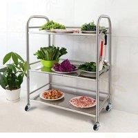 Havendro Metal 3 Tier Side Trolley Cart Shelf Rack in Silver