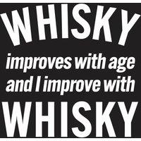 Coopers of Stortford Men's Whisky Improves With Age Slogan Print T-Shirt, 100% Cotton in Black | Size: Medium