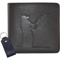 Mala leather Men's Leather Fishing Wallet & Keyring Gift Set in Black
