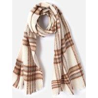 Damart Women's Brown Check Scarf with Metallic Detail in Cream