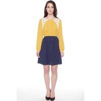 Cutie London Women's Lace Yoke Dress in Mustard | Size: 10