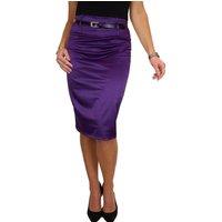 Paulo Due Women's Belted Satin Knee Length Pencil Skirt in Purple | Size: 20