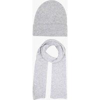 Sarta Women's Hat & Scarf Set Wool Winter Accessories Scarfs Beanie in Light Grey