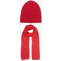 Sarta Women's Hat & Scarf Set Wool Winter Accessories Scarfs Beanie in Red