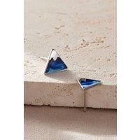 Mia Gioielli Women's Sterling Silver Blue Mountain Geometric Stud Earrings