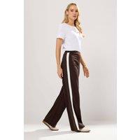 Long Tall Sally Women's Tall Stripe Wide Leg Trousers in Brown | Size: 12L