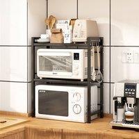 Living and Home 3-Tier Expandable Microwave Oven Rack 39-63cm in Black