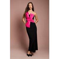 Coast Women's Bandeau Contrast Bow Detail Column Maxi Dress in Black | Size: 12
