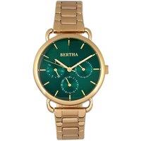 Bertha Women's Gwen Leather-Band Watch with Day & Date in Gold