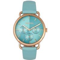 Bertha Women's Gwen Leather-Band Watch with Day & Date in Turquoise