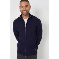 Threadbare Men's 'Wynnstay' Zip-Through Funnel Neck Knitted Cardigan in Navy | Size: 2XL