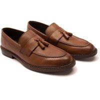 Thomas Crick Men's 'Clinton' Leather Tassel Formal Loafer Shoes in Tan | Size: 7