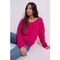 Dorothy Perkins Women's Petite V Neck Knitted Jumper in Pink | Size: XL