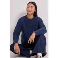 Dorothy Perkins Women's Petite Cable Pointelle Crew Neck Jumper in Navy | Size: XL