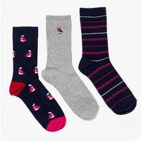 Totes Toasties Women's Ankle Cotton Blend 3 Pack Socks Robin in Navy