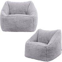 icon Kids Teddy Bean Bag Armchair Kids Bean Bags Set of 2 in Grey