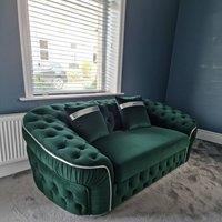 Stratus Interiors Ambassador Sofa Chesterfield Toronto Gold Trim Plush Velvet No Frills in Green | Size: 2 Seater