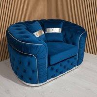 Stratus Interiors Ambassador Sofa Chesterfield Toronto Silver Trim Plush No Frill in Blue