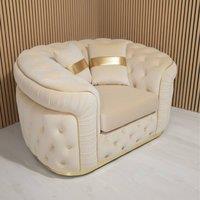 Stratus Interiors Ambassador Sofa Chesterfield Toronto Silver Trim Plush No Frill in Cream