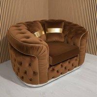 Stratus Interiors Ambassador Sofa Chesterfield Toronto Silver Trim Plush No Frill in Brown