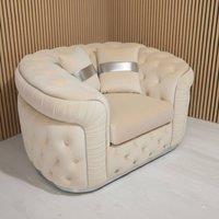 Stratus Interiors Ambassador Sofa Chesterfield Toronto Silver Trim Plush Velvet - Frills in Cream