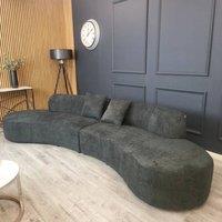 Stratus Interiors Miami Boucle Soft Curved Corner 3 Seater Sofa for Living Room in Charcoal