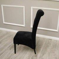 Stratus Interiors Emma Tall Velvet Lion Knocker Dining Chair - Luxury Upholstered Seat in Black