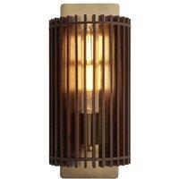 Industville Rift Slatted Wooden Wall Light - Dark in Metallic Gold | Size: Medium